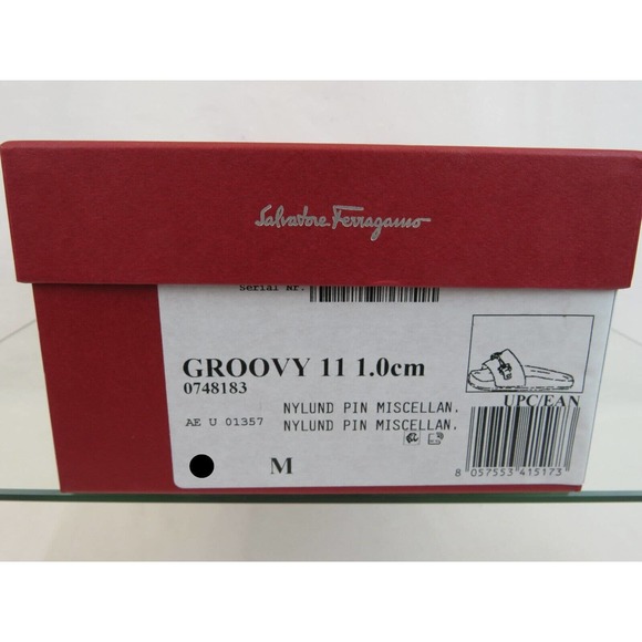 NIB FERRAGAMO GROOVY 11 PINK RUBBER SILVER GANCINI BIT LOGO SANDALS SLIDES 9 M - Picture 13 of 13